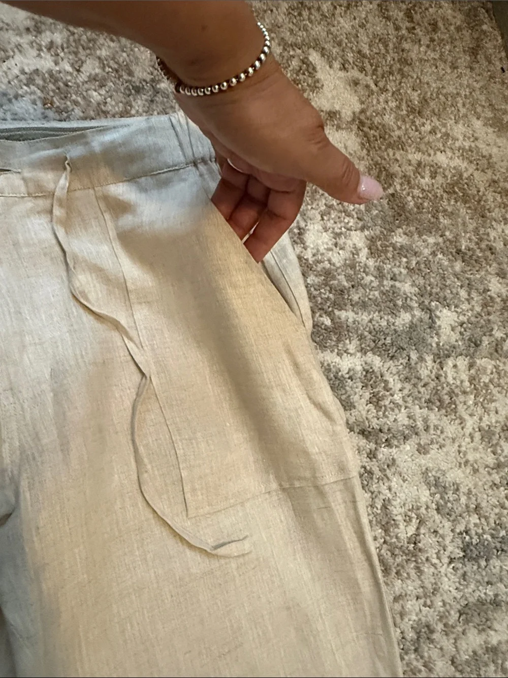 Bohio men’s pants Drawstring Linen-Blend Chinos in Light eBeige